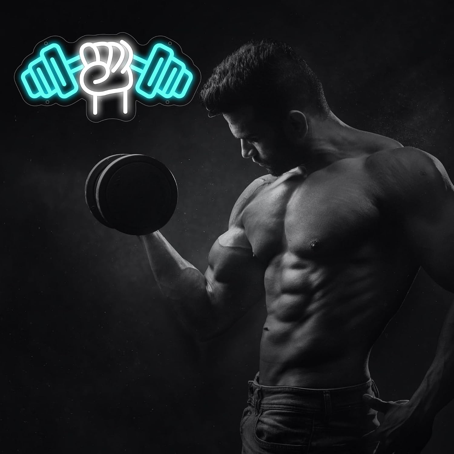 GYM Neon Sign for Wall Decor, Dumbbell Led Signs, Dimmable GYM Neon Light Sign for Business, Home, Sports Room, Gift for Fitness Enthusiasts