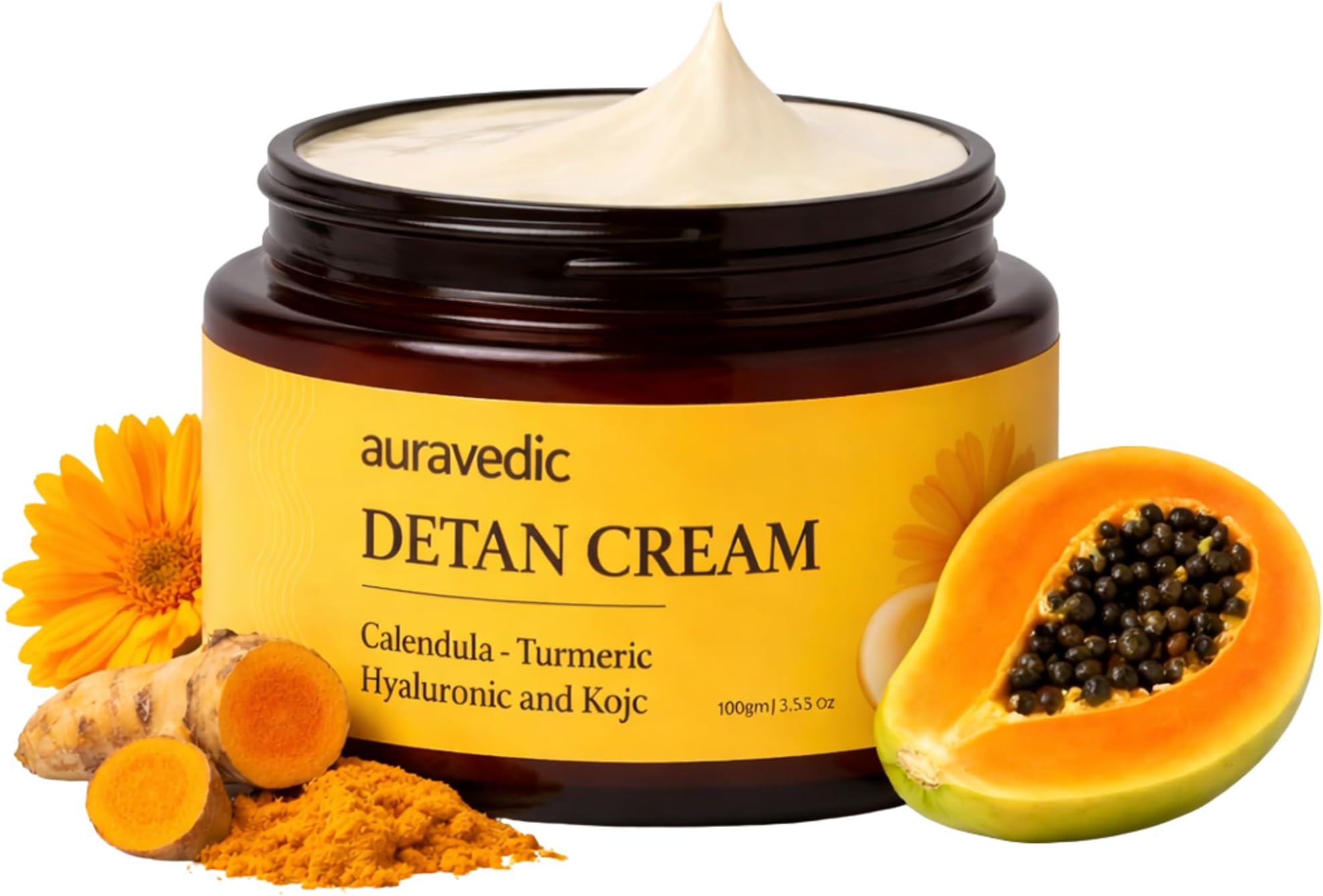 Turmeric & Papaya Face Cream | Hydrating Moisturiser for Dull & Sun-Exposed Skin | Helps Improve Uneven Tone & Dark Spots | Lightweight, Non-Greasy & Daily Skincare | 100g