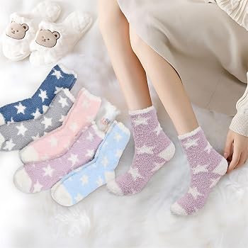 5 Paar Kuschelsocken Damen Flauschige Socken Stoppe Produktbild-Vorschau 2