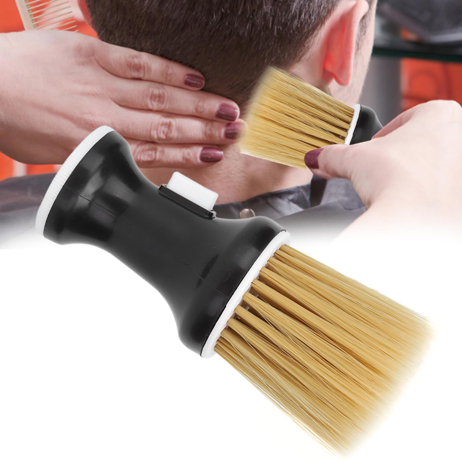 Pennelli per Collo, Spazzolino barbiere spolverino per capelli morbidi Spolverino per collo per parrucchiere Spazzola professionale per la pulizia della polvere soft hair brush(Nero)