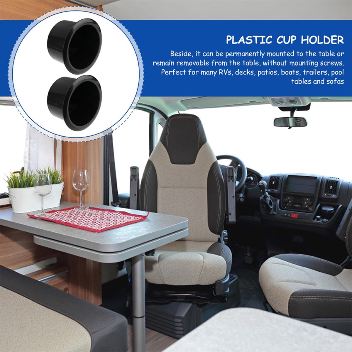 Boat Ring Drink Cup Holder Set 4pcs, Recessed Ringlike Cup Holders for Business Cars, 110mm Outer Diameter with 85mm Inner Diameter, Suitable for Car Beverage Storage and Travel