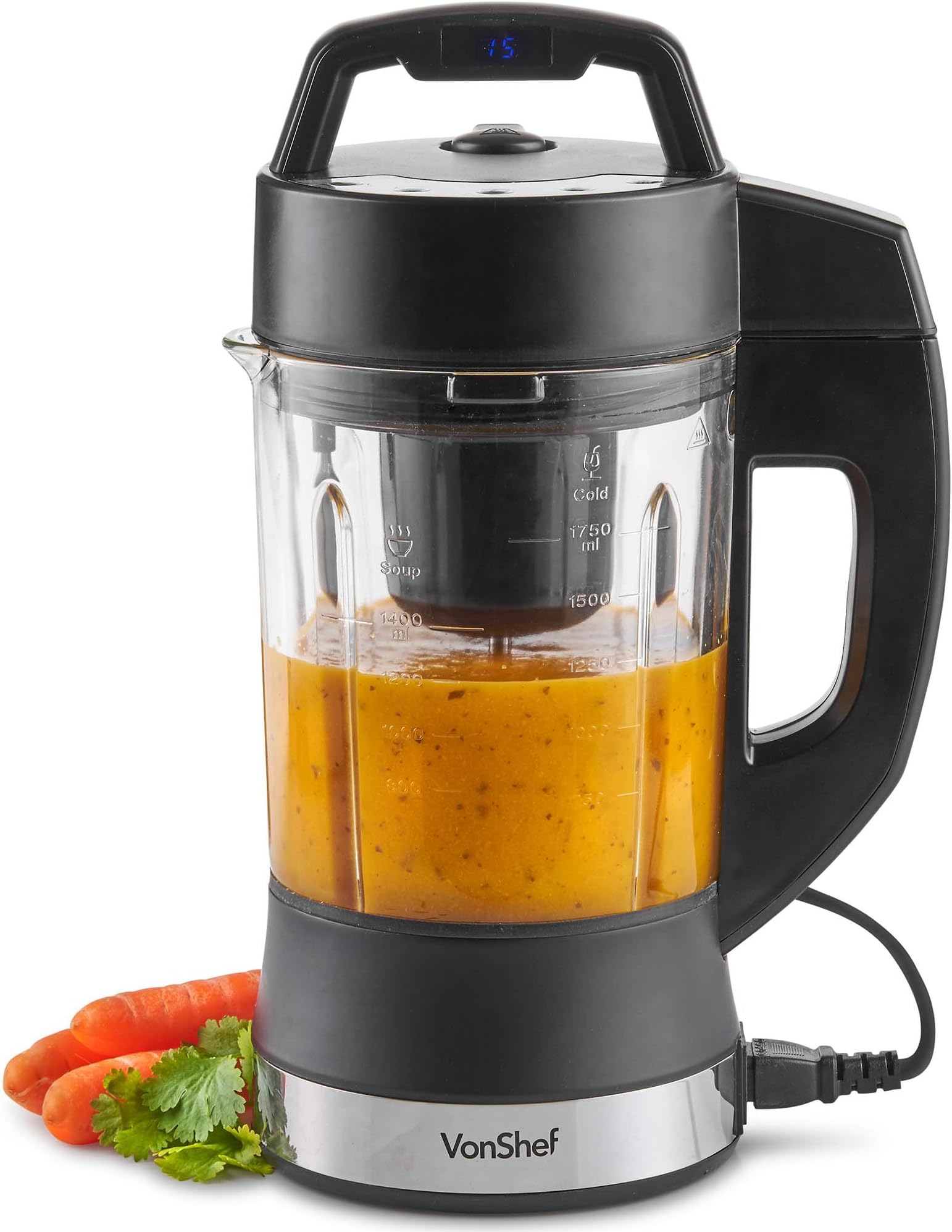 VonShef Soup Maker - Multifunctional Digital 900W Soup Machine with Large 1.75L Capacity - Versatile Blender Makes Smoothies, Milkshakes & Protein Shakes – For Quick, Easy Heating & Blending - 4 Modes
