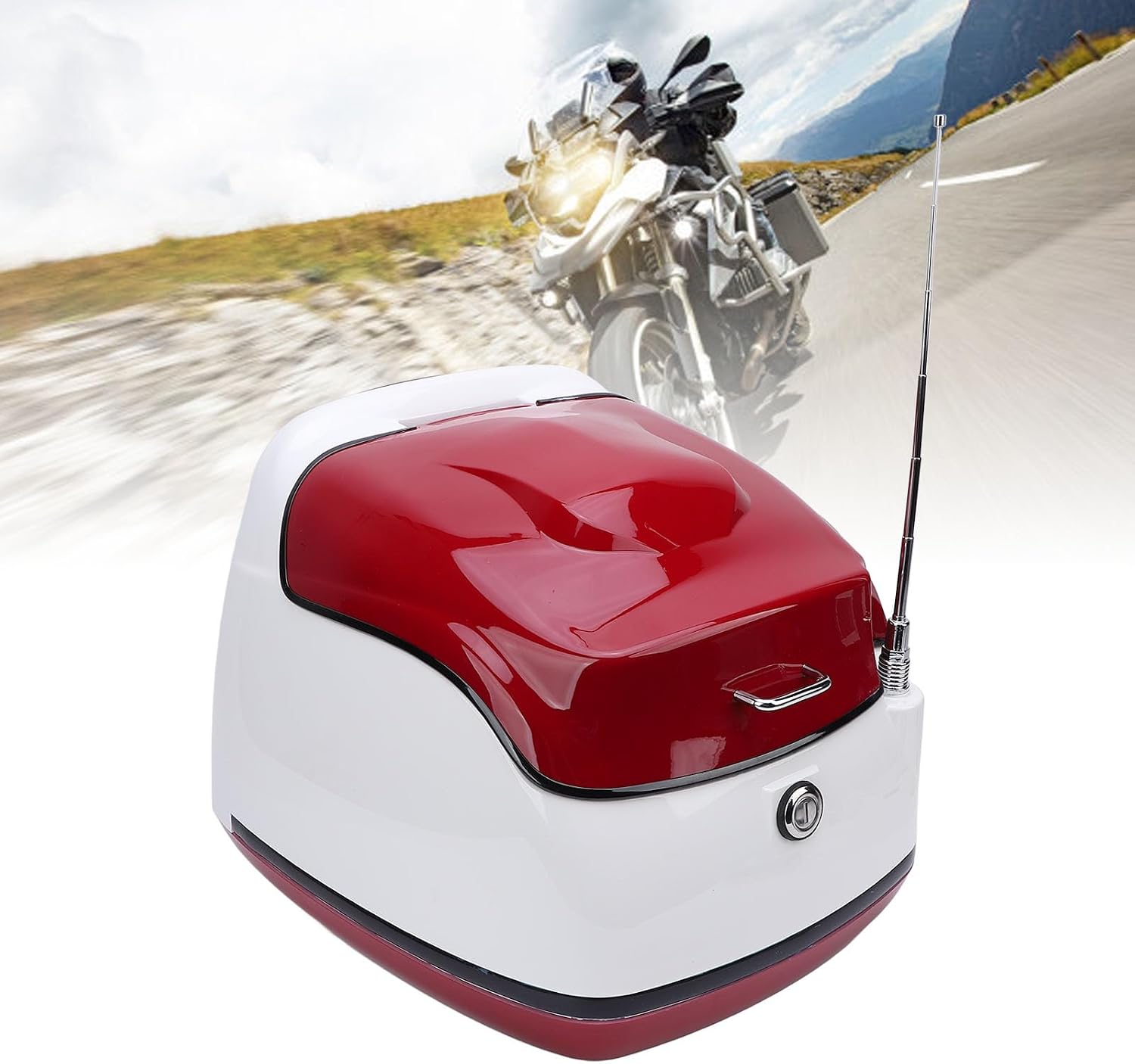 Motor Top Case Water Retro Style 38L Tail Storage Box bike Rear Trunk Electric Scooters (Deep Red)