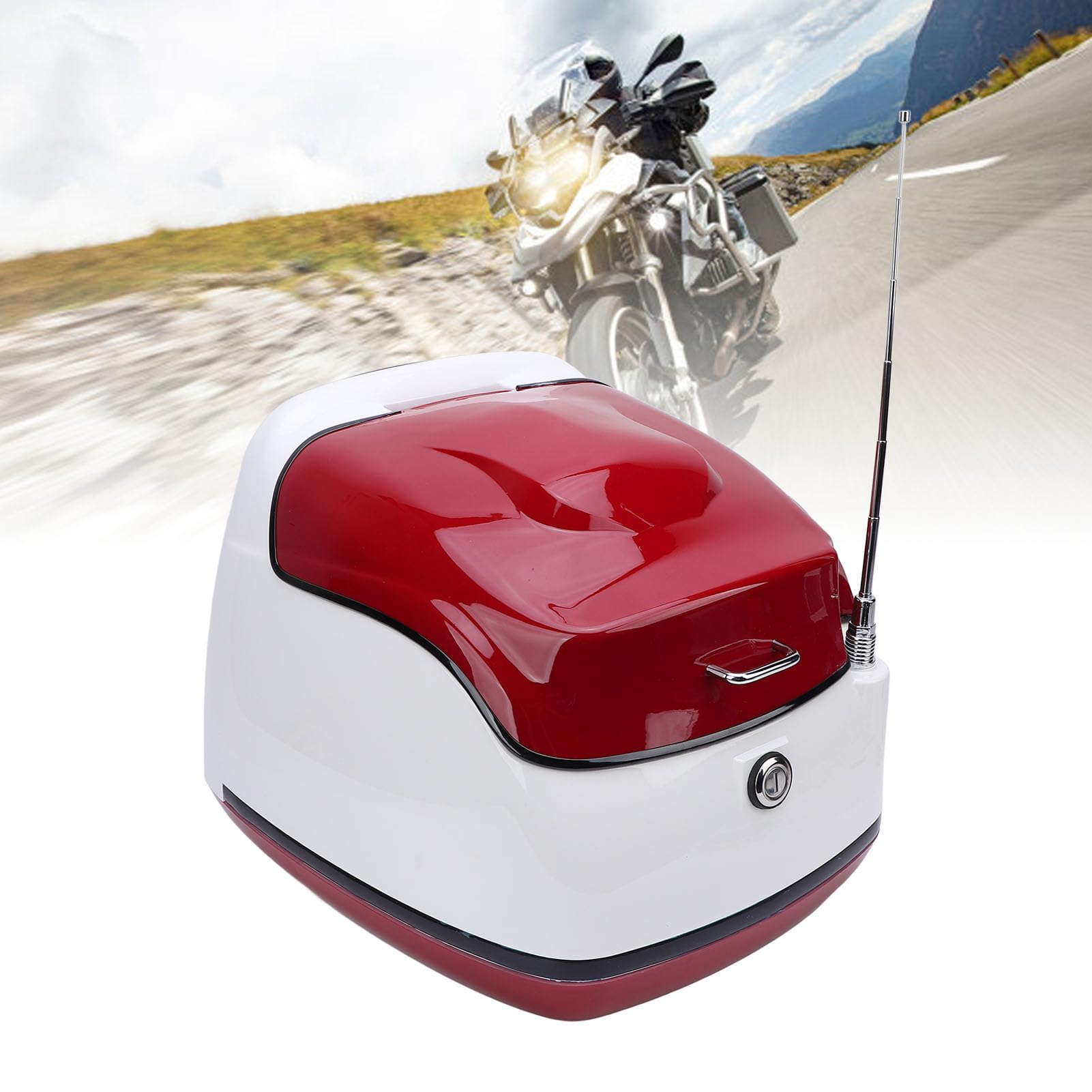 Akozon Boîtier Supérieur de Moto Résistant à l'eau, Style Rétro, Boîte de Rangement Arrière de 38l, Coffre Arrière de Moto, Scooters électriques (Rouge foncé)