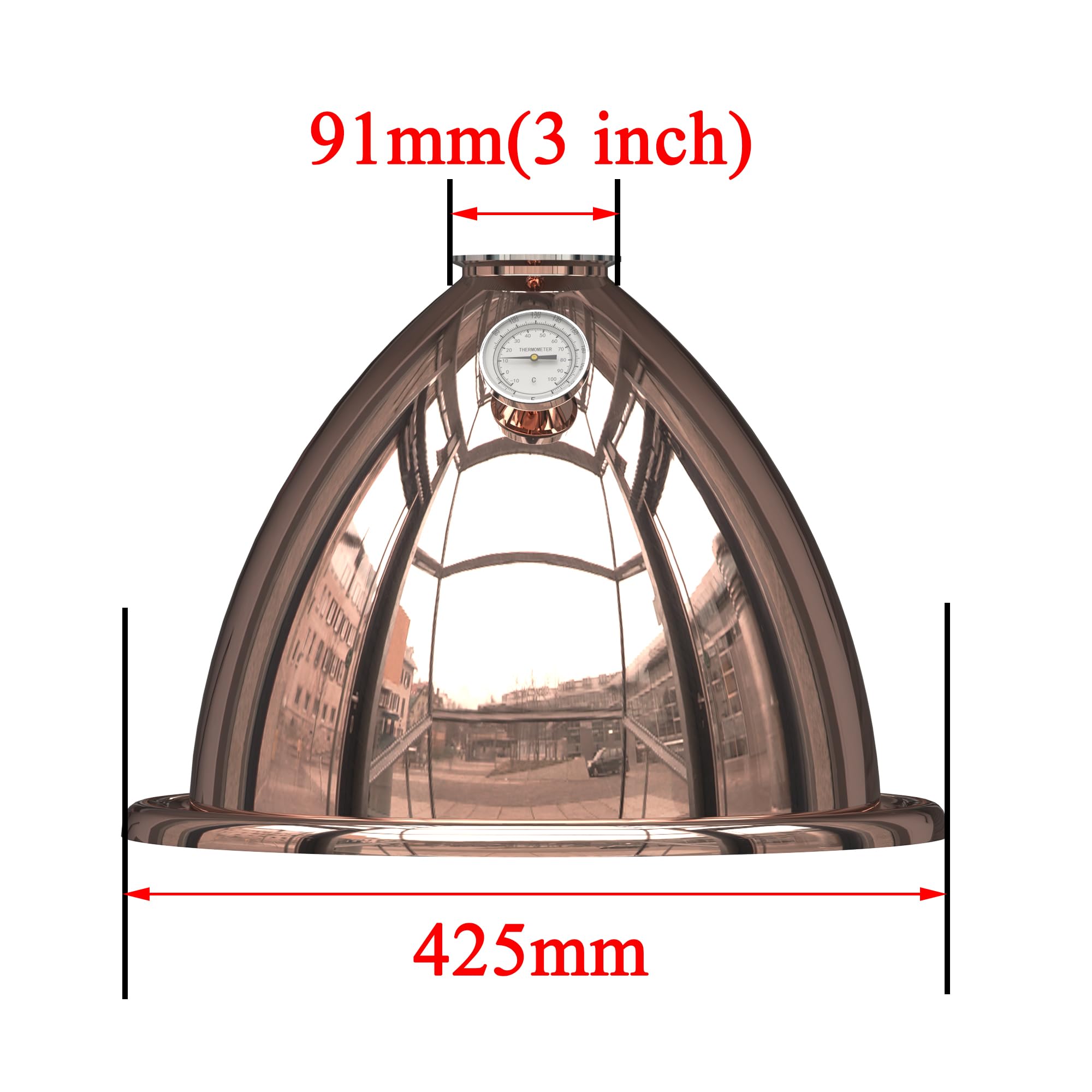 HOOLOO Copper Rocket Distillation Lid for 50L/60L Pot Still, Wine Making Kit, Moonshine Still Alembic Dome Top (3 Inch Lid)