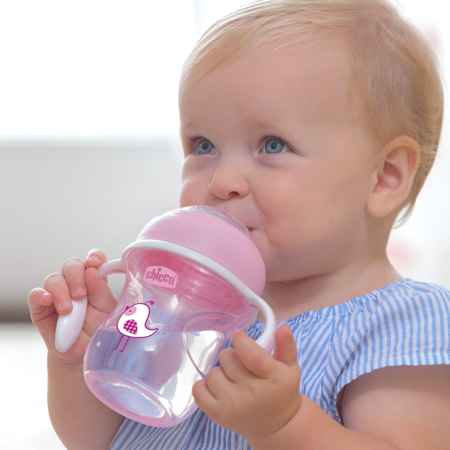 Chicco - Transition Cup - Ergonomic Silicone Spout - Double Anti Colic Valve - BPA Free - 200ml - 4+ Months - Rose
