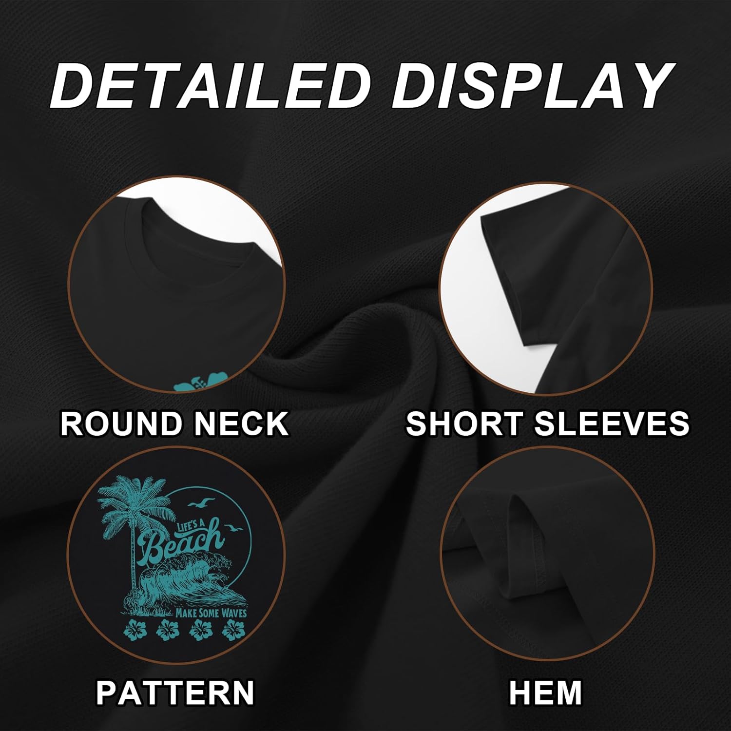 KEEVICI Hawaiian Beach T Shirts for Women Hibiscus Flower Palm Tree Shirt Tropical Graphic Tees Summer Beachy Vacation Tops - Image 7