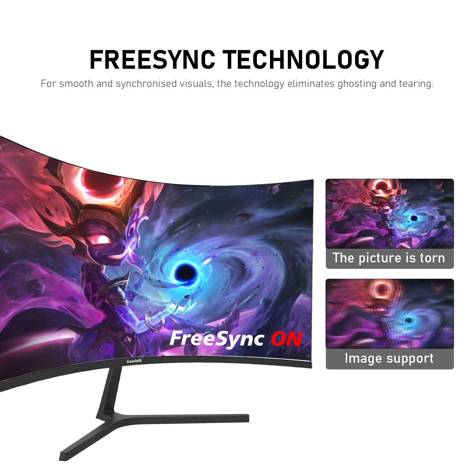 Gawfolk Pantalla de computadora de PC de 27 pulgadas, monitores curvados 1800R para juegos de 250 Hz