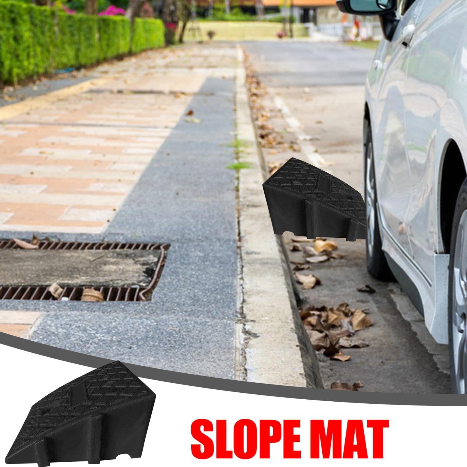 Rampa Di Marciapiede In Plastica Rampa Carrabile Rampa Plastica Per Gradini Auto/Moto, Design Antiscivolo PVC - Altezza Regolabile 11-16cm - 25x27cm