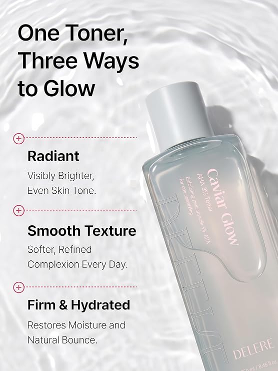 Caviar AHA 3% Glow Toner, Radiance Skin, Collagen Exfoliating Glowing