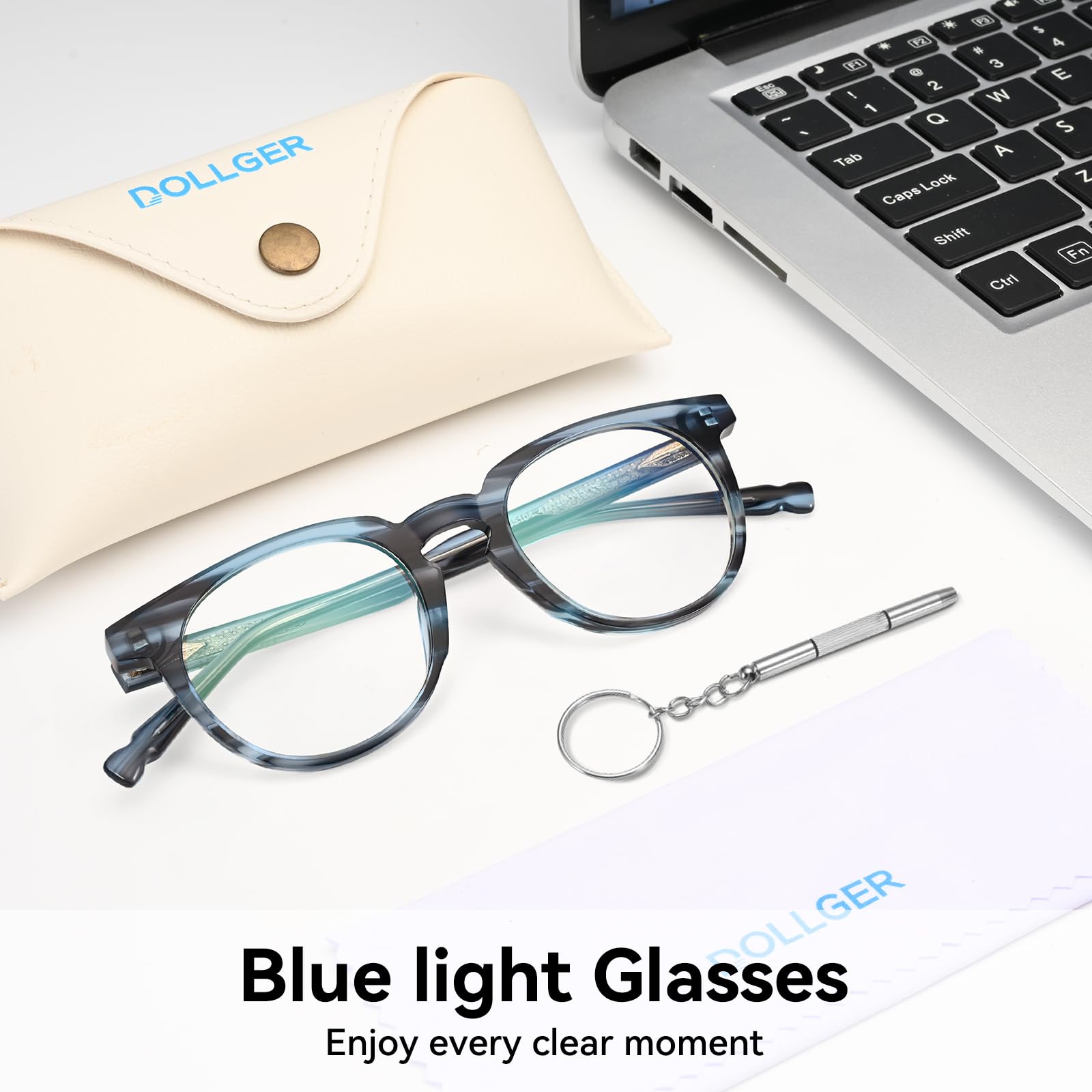 Dollger Lunettes anti-lumière bleue pour homme et femme, lunettes d'ordinateur anti-reflets avec verres AC, lunettes rondes tendance rétro unisexe