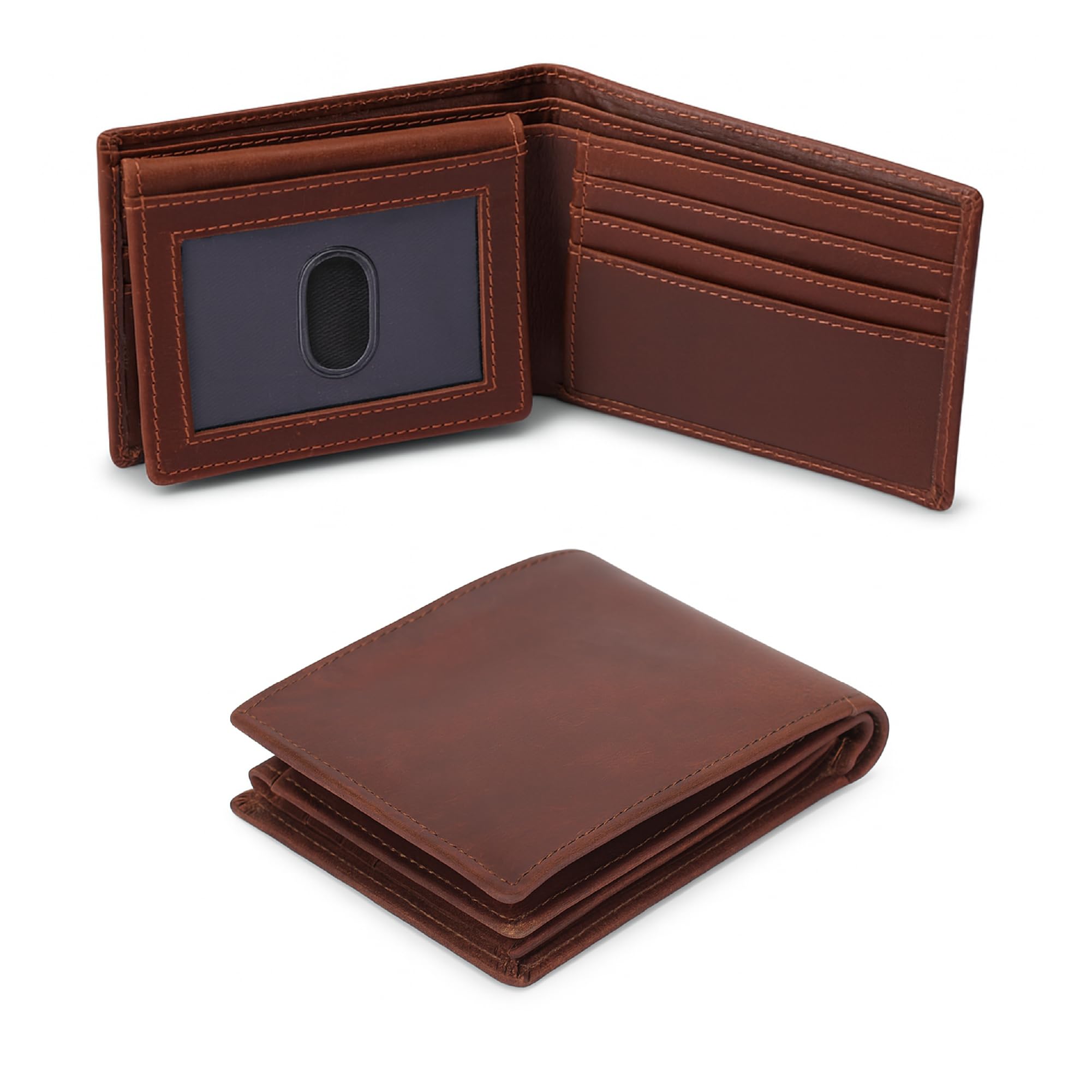 TheAntiq Tan Full Grain Leather Wallet for Men Bifold - RFID Blocking Handcrafted Leather Wallet Leather Gifts for Men - Slim, Stylish Leather Card