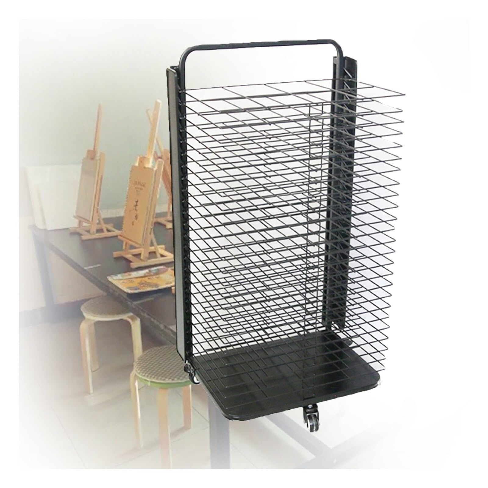 Aioneer Art Drying Rack, Removable Metal 25 Shelves Stack Rack, Art Storage Stack Suitable With Brake Wheel,Ideal For Schools Art Preschool Classroom Studio Art Clubs