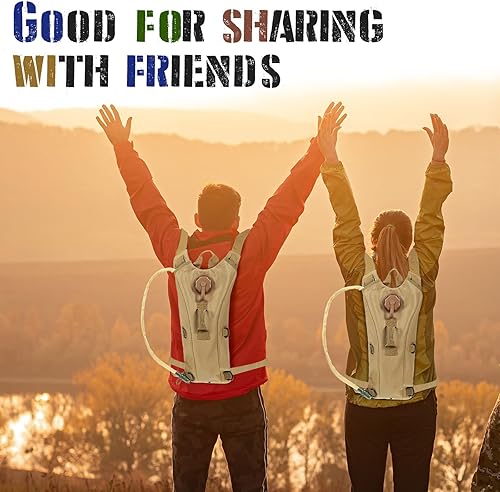 Miniatura 5 de Sanwuta Mochila de hidratación de 2 piezas con vejiga de agua de 3 litros, táctica ligera, 17.72 x 7.87 pulgadas, mochila de hidratación para