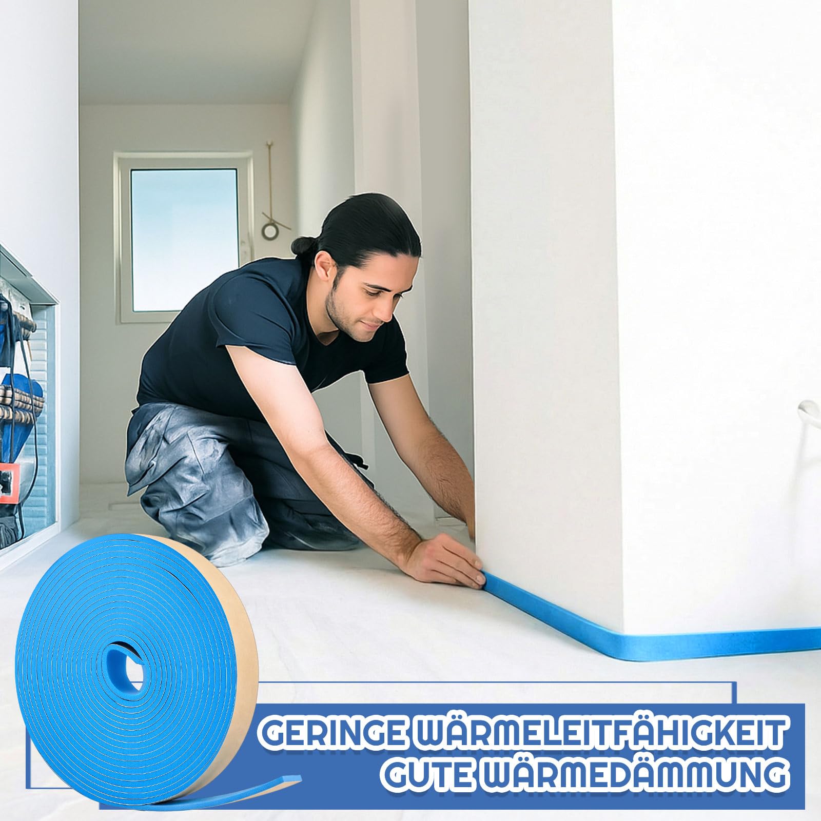 Bande de Joint de Dilatation Adhésive pour Chape 3 cm x 50 m Bleu