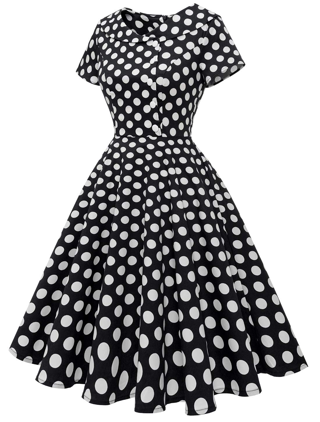 Wedtrend Femme Jupe Basique Plissée Elastique Fille Midi Jupe Button Swing avec Poches
