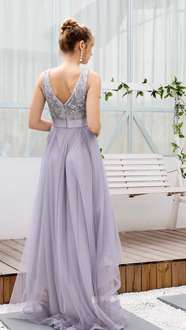 Robe De Soirée Ever-Pretty Longue à Paillettes - Col V Asymétrique