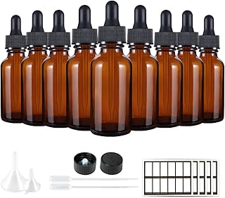 1 oz Eye Dropper Bottle(48 Pack), 30ml Amber Glass Bottles with Glass Eye Dropper for Essential Oils, Chemistry Lab Chemicals, Colognes & Perfumes