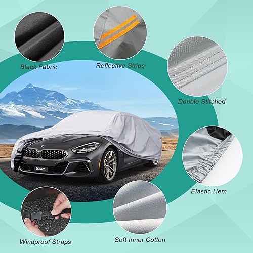 Miniatura 10 de Funda impermeable para automóviles para todo tipo de clima, funda de 6 capas de alta resistencia para exteriores, protección contra los rayos