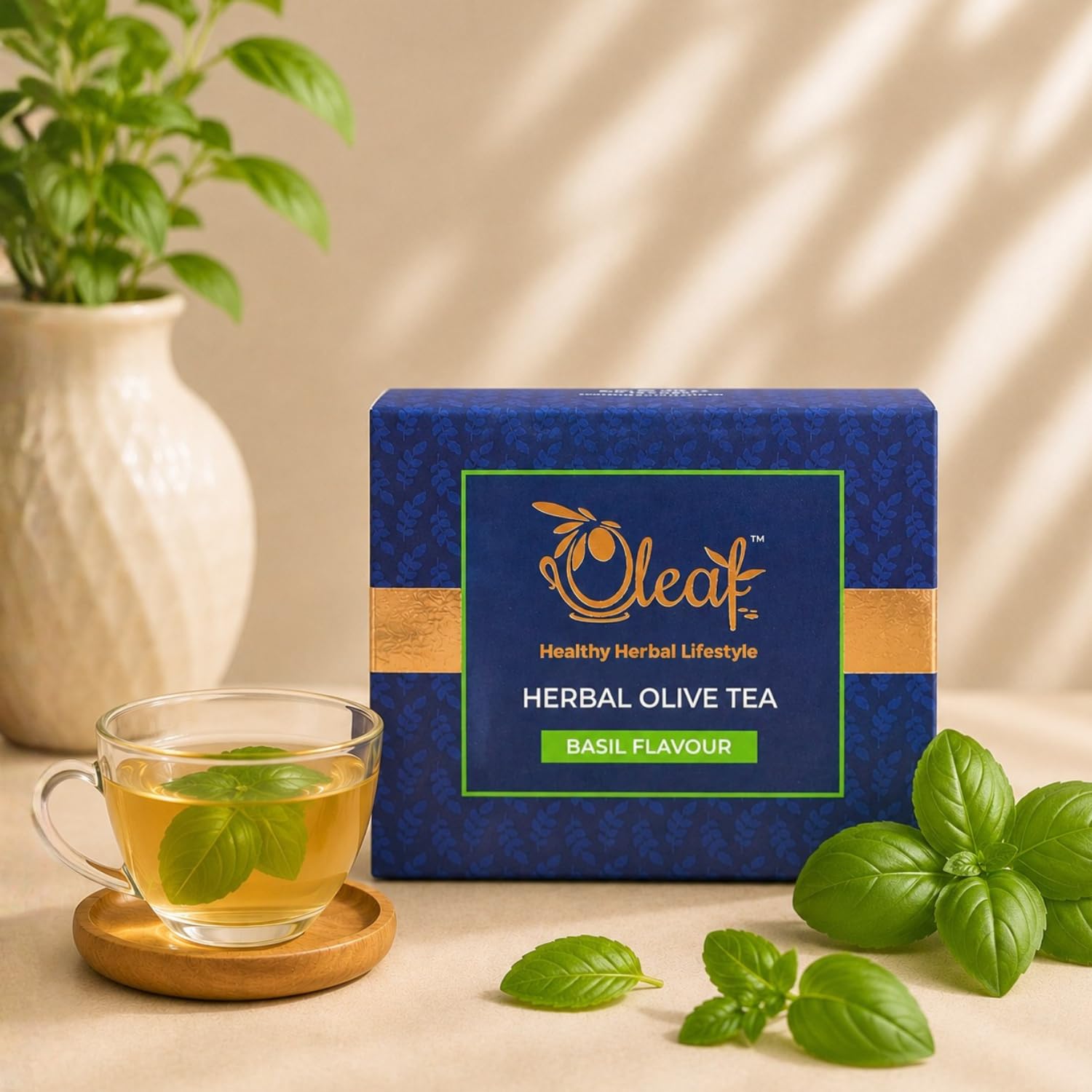 Oleaf Olive Leaf - Herbal Tea (Basil Flavour) 100 gms | HerbalTea