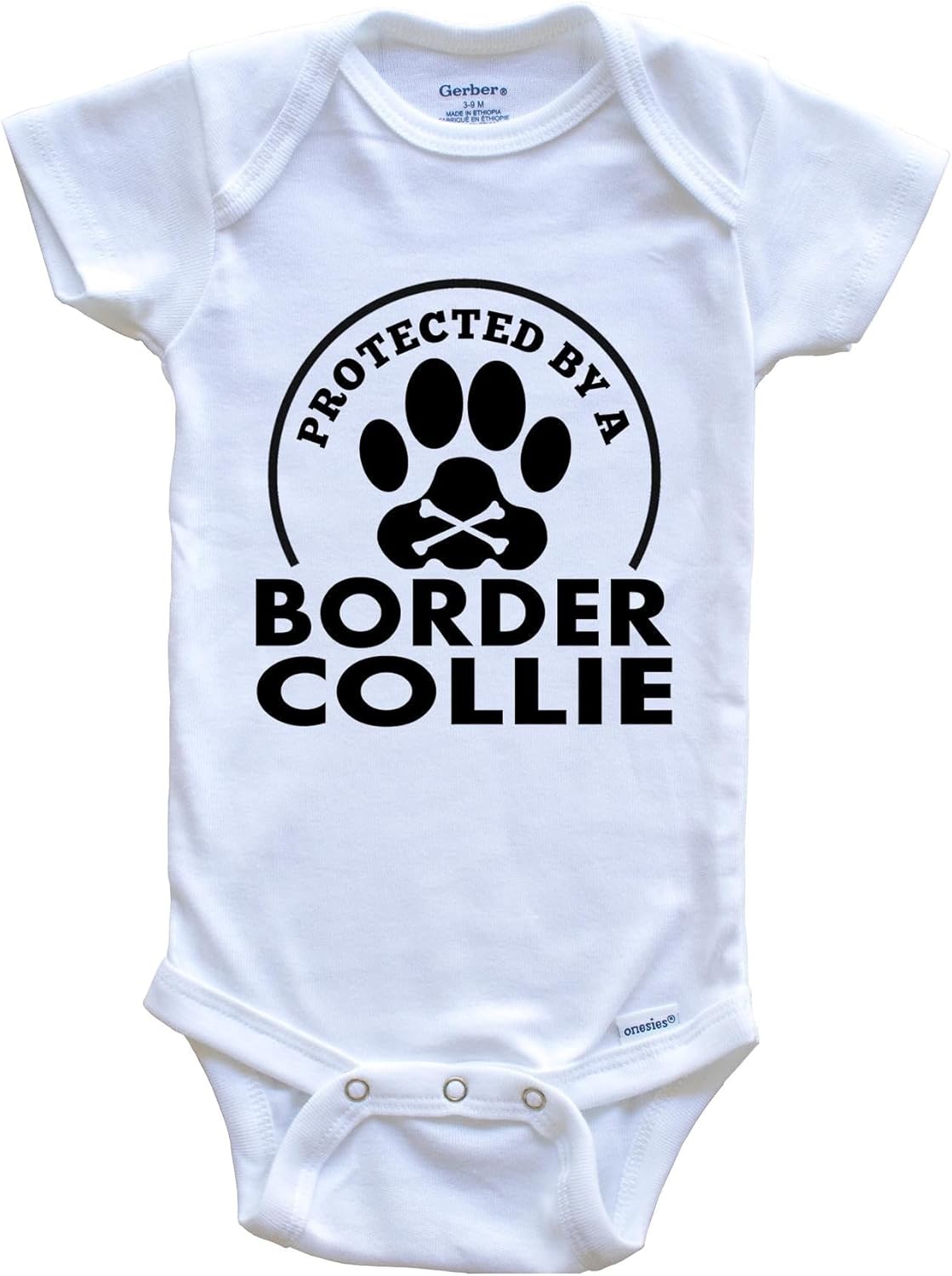 Protected by A Border Collie Funny One Piece Baby Bodysuit