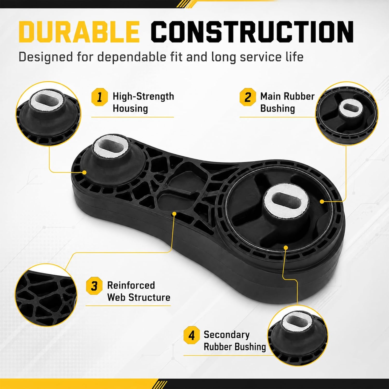 A5444 Rear Engine Motor Mount Torque Strut Mount Compatible with 2009-2017 Buick Enclave Chevy Traverse GMC Acadia Saturn Outlook 3.6L V6, Replace 25840458 EM3141