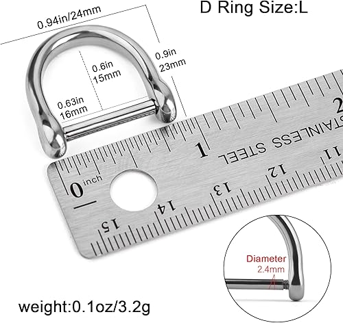 Miniatura 2 de TISUR Anillos en D de titanio con grillete de tornillo, anillos de llavero en forma de D, pequeños perros y gatos anillo de correa para hacer