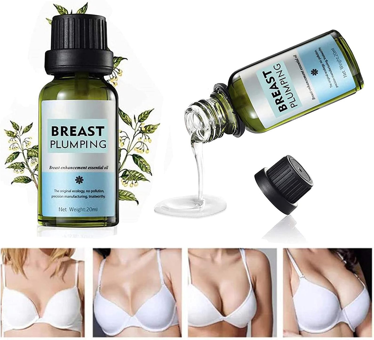 Herbal Bust Up Essential Oil,Perky Breast Plumping Essential Oil,Eliminates Chest Wrinkles,Fast Breast Grow Big Boobs Firming Massage Oil, Enlargement Lifting Bust Serum Oil Anti-Sagging (2Pcs)