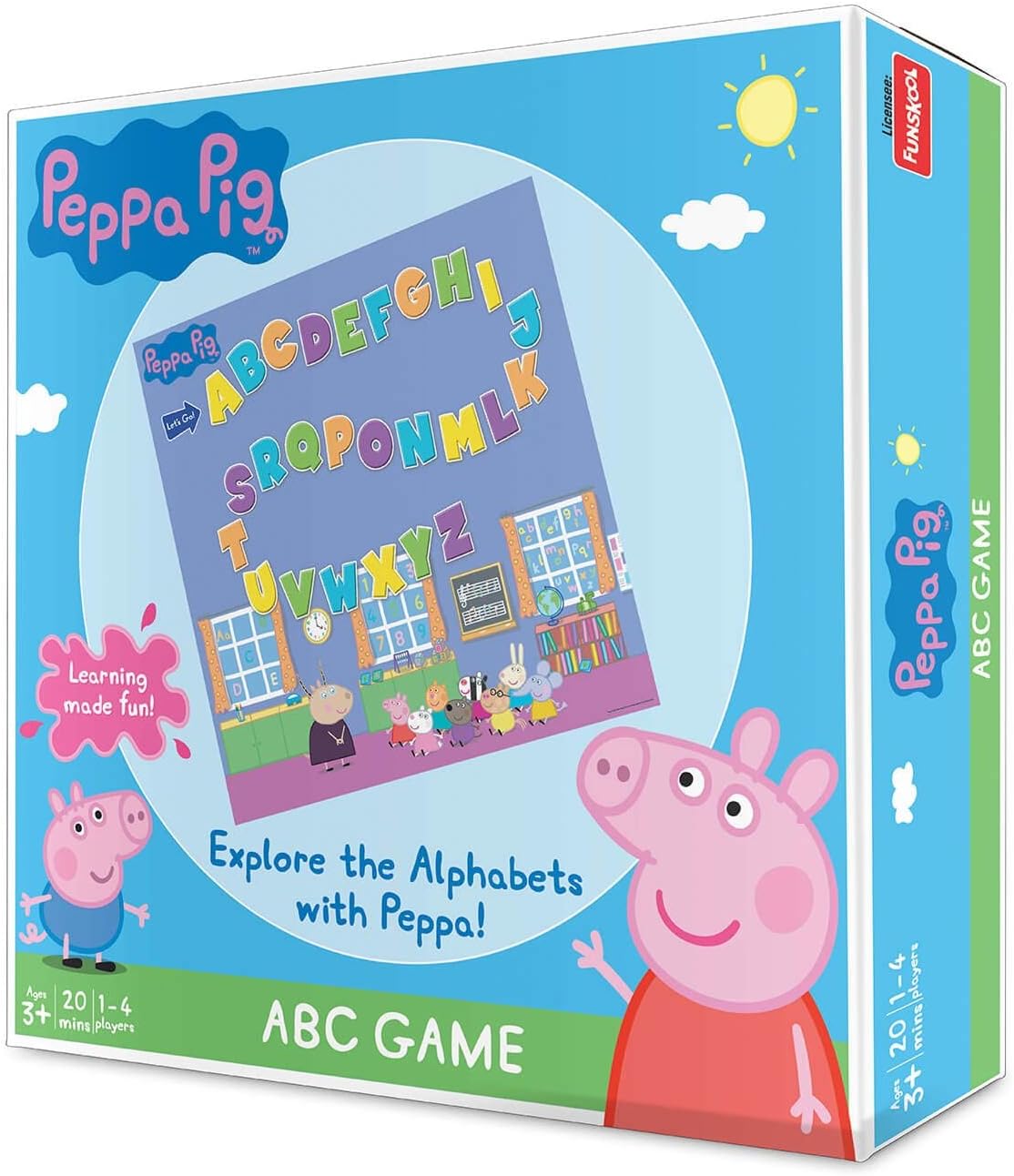 Funskool Games - Peppa Pig - ABC Game, Educational Game, Counting, Letter Recognition and Matching Skills, 1 - 4 Players, 3 & Above