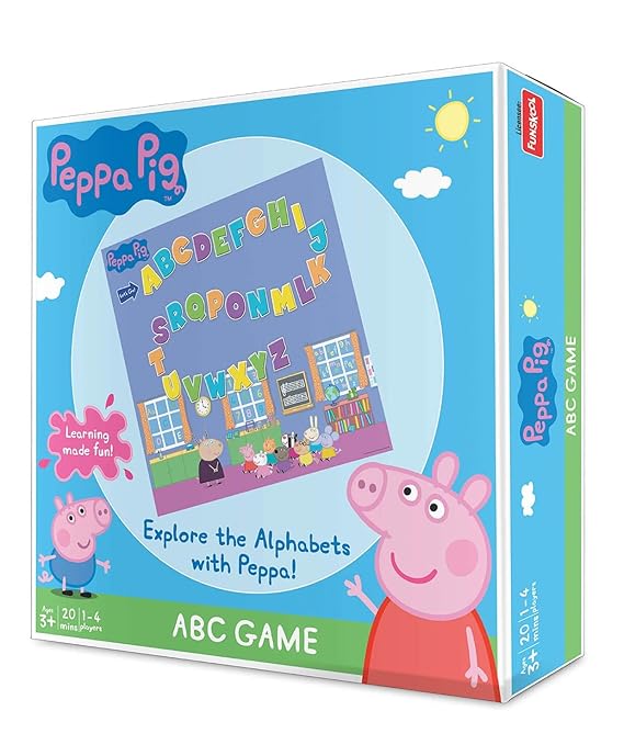 Funskool Games for Adult Peppa Pig - ABC Game, Educational Game, Counting, Letter Recognition and Matching Skills, 1-4 Players, 3 and Above