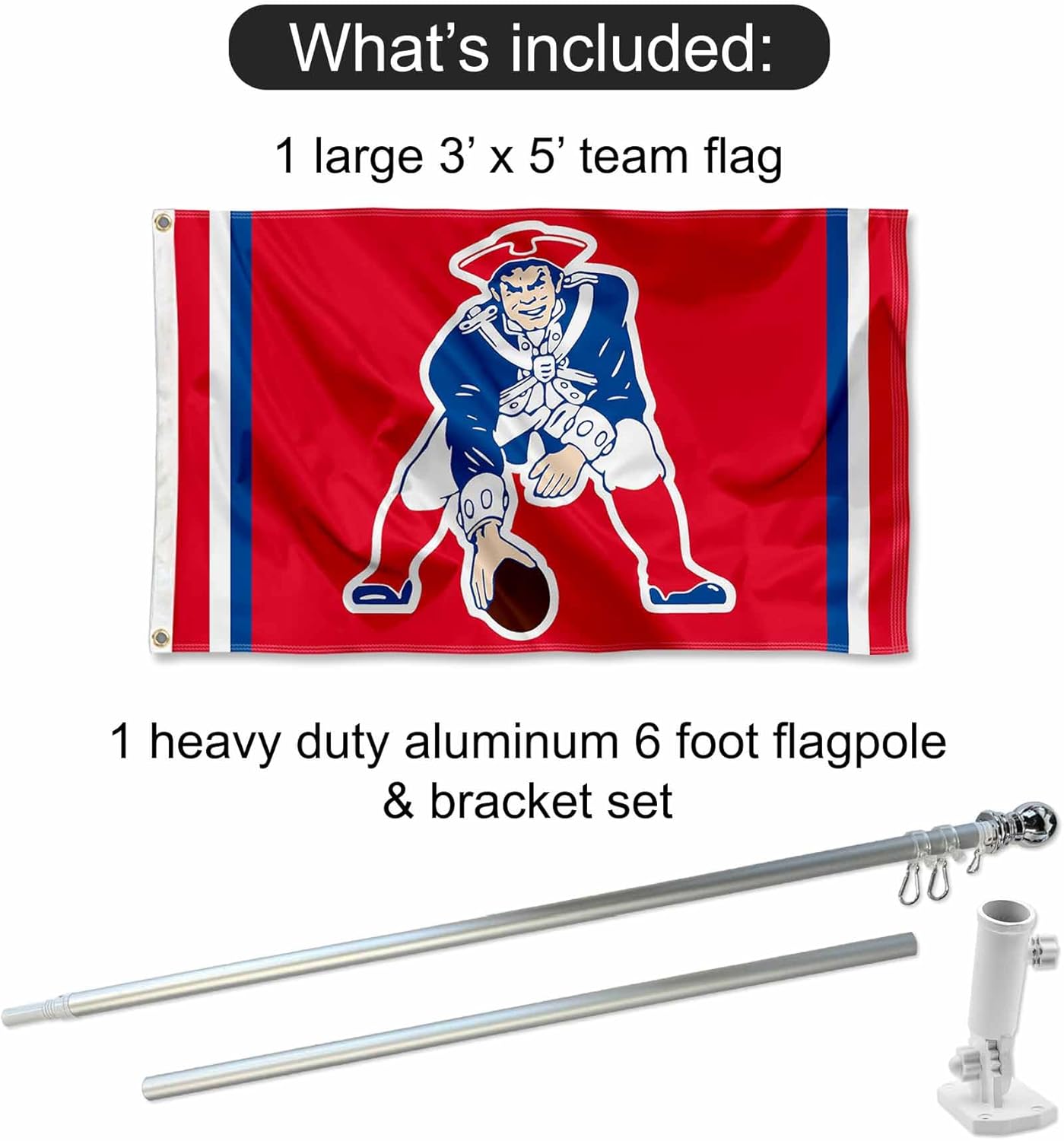 New England Patriots Pat Patriot Flag Pole and Bracket Kit - Image 2
