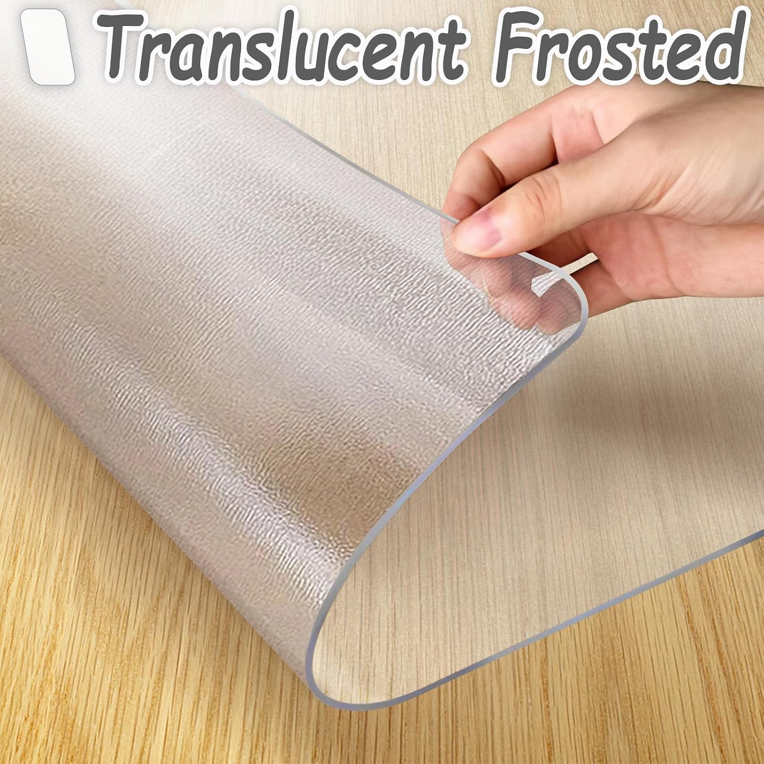 Translucent Frosted Plastic Table Cover 100x201 cm | Durable Desk Protector Mat for Writing, Coffee, Bedside Tables | Clear 2mm Thickness, Spill-Resistant Surface