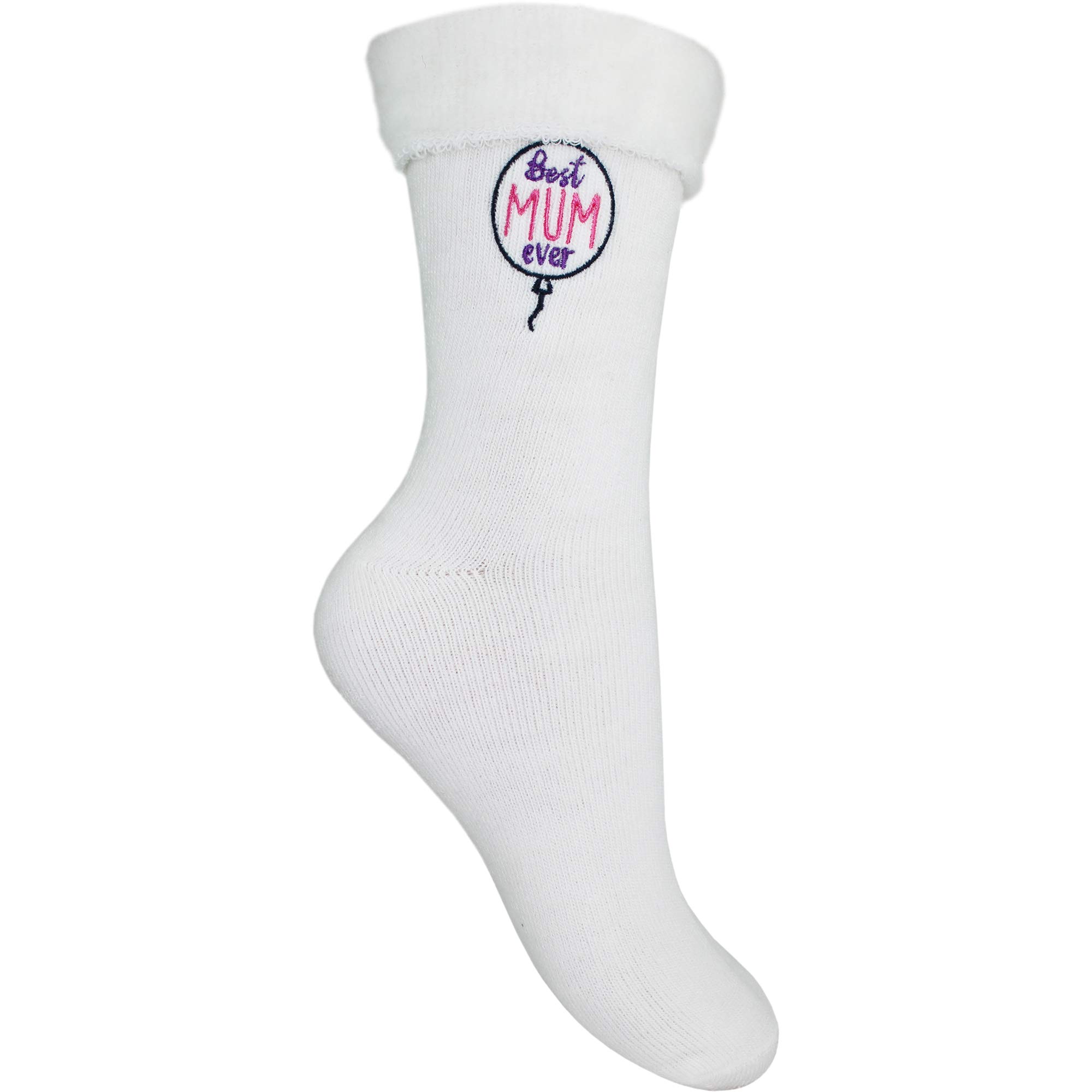 Teddyts Women's Cream Best Mum Ever Super Soft Cosy Bed Socks