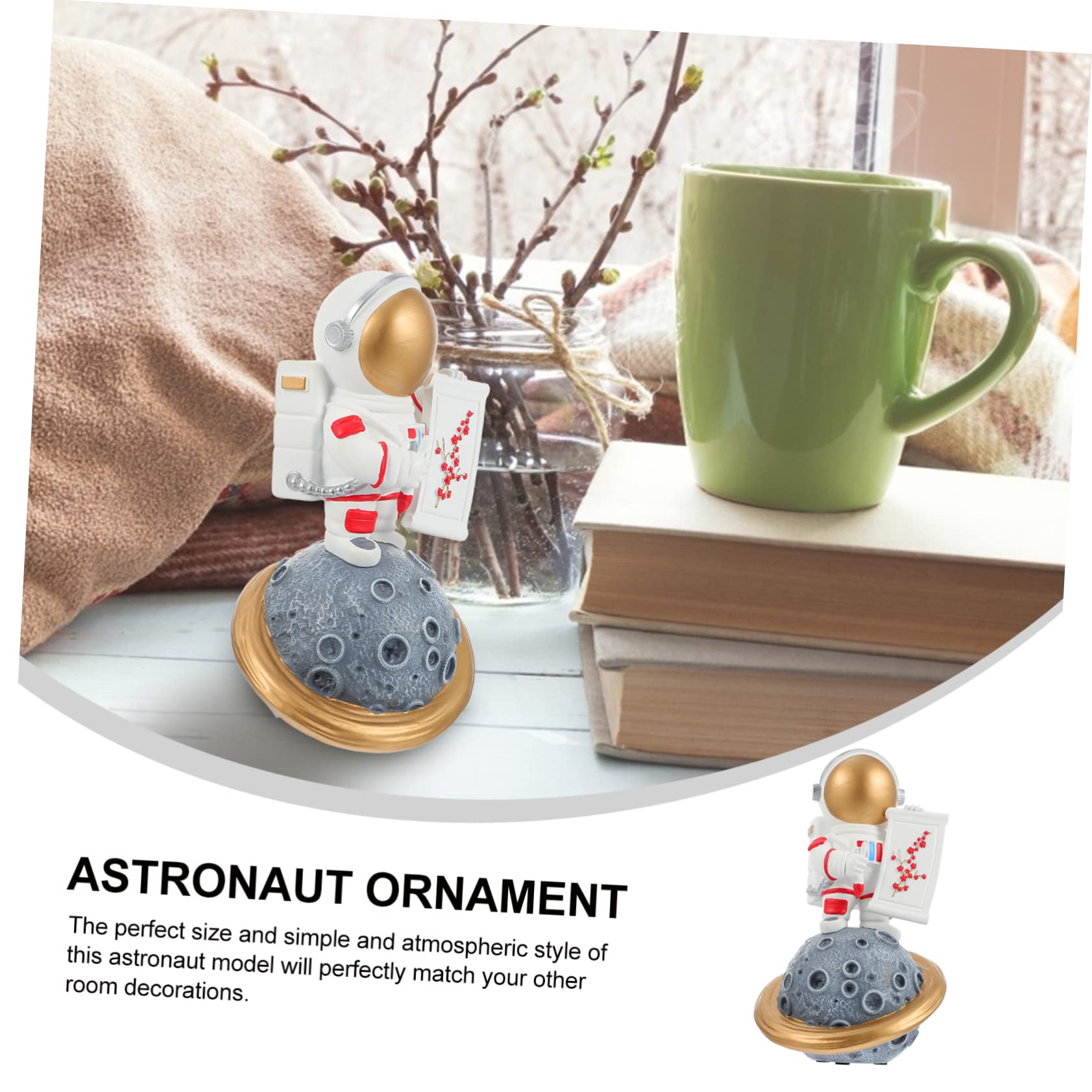 Figura Decorativa De Astronauta Estatua De Resina Decoración Lunar Ideal para Escritorio y Hogar