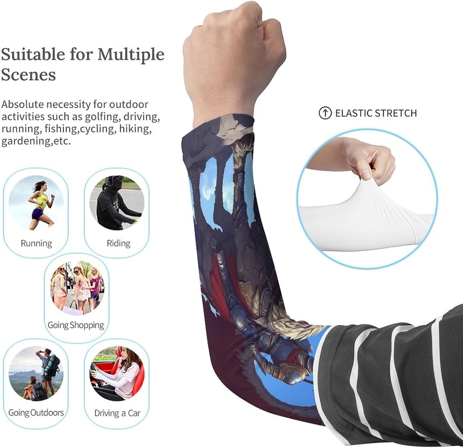 Knightes Dragon Companion Arm Sleeves Sun Protection Sleeves Sports Cooling Arm Compression Sleeve for Men Women