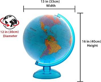 Blue Ocean World Globe By Globemaster, Desktop, English (12/30 Centimeter Diameter)