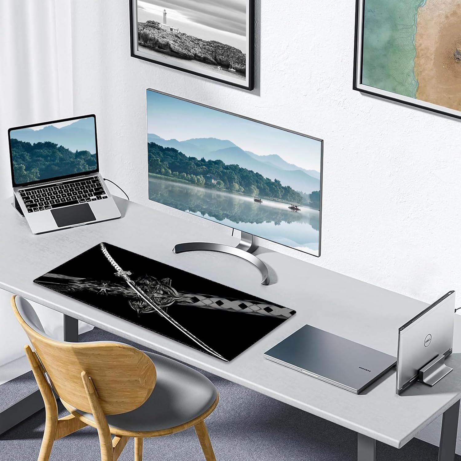 Katana Sword Desk Pad, Stitched Edges Mouse Pad, Large Office Desk Mat, Non-Slip Gaming Mouse Pad, Laptop Desk Pad, Desk Writing Pad for Office and Home - Image 6