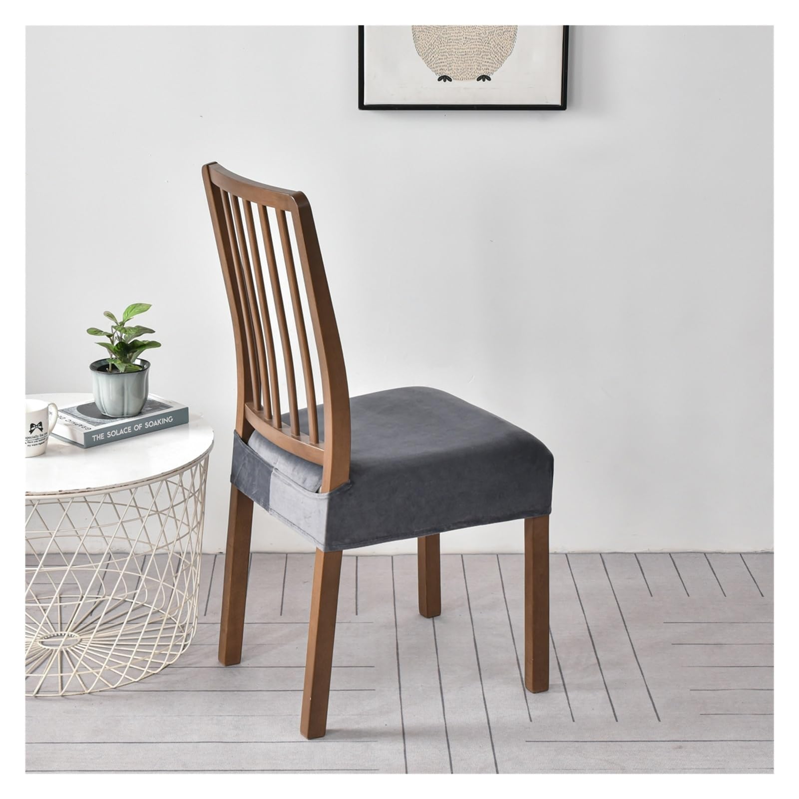 Stuhlhussen 6er Set Universal Stretch Stuhlhussen Moderne Samt Husse Abnehmbare Stuhlbezug Stuhl Abdeckung Esszimmer überzug Spannbezug,für Bankett Deko und Hochzeit Partys ( Color : Dunkelgrau , Size