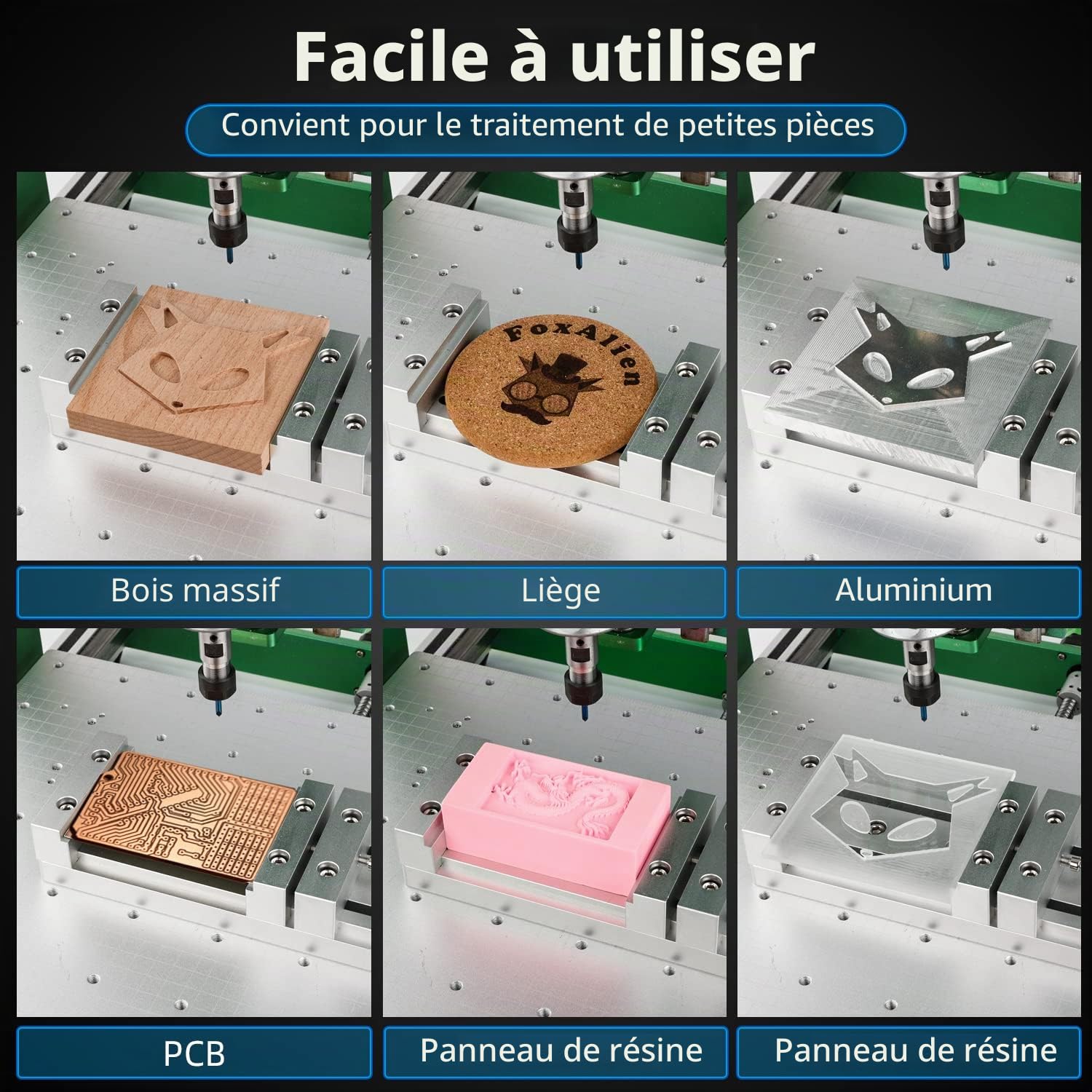 Mini étau d'établi à profil bas en aluminium pour fraiseuse CNC FoxAlien Masuter PRO, Masuter 3, Masuter 3S et XE-PRO