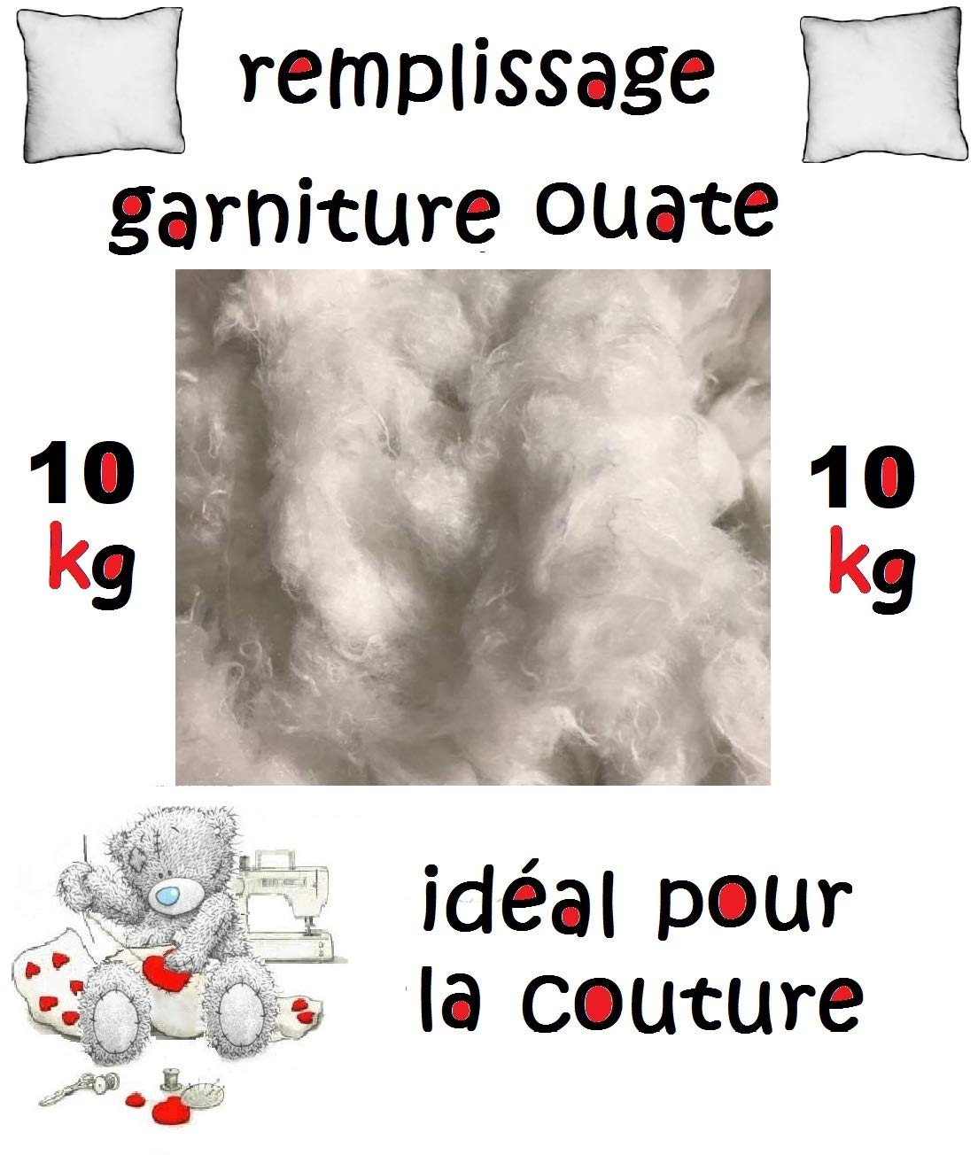 bng Ouate Mousse de Rembourrage Moelleuse Matériel de Rembourrage pour Coussin Mousse de Rembourrage Idéale pour Garniture de Coussins, Jouets, Meubles, etc. Plastique Multicolore 10 kg