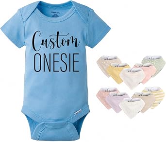 ROKO CLOTHING Personalized Short Sleeve Baby Onesie Custom Bodysuit Romper Gift for Baby Shower Outfit