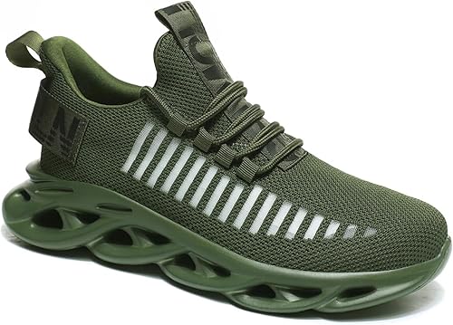 Vista 2 de GSLMOLN - Zapatos de deporte para hombre, transpirables, ultra ligeros, casuales, deportivos, de moda, para gimnasio, sin cordones