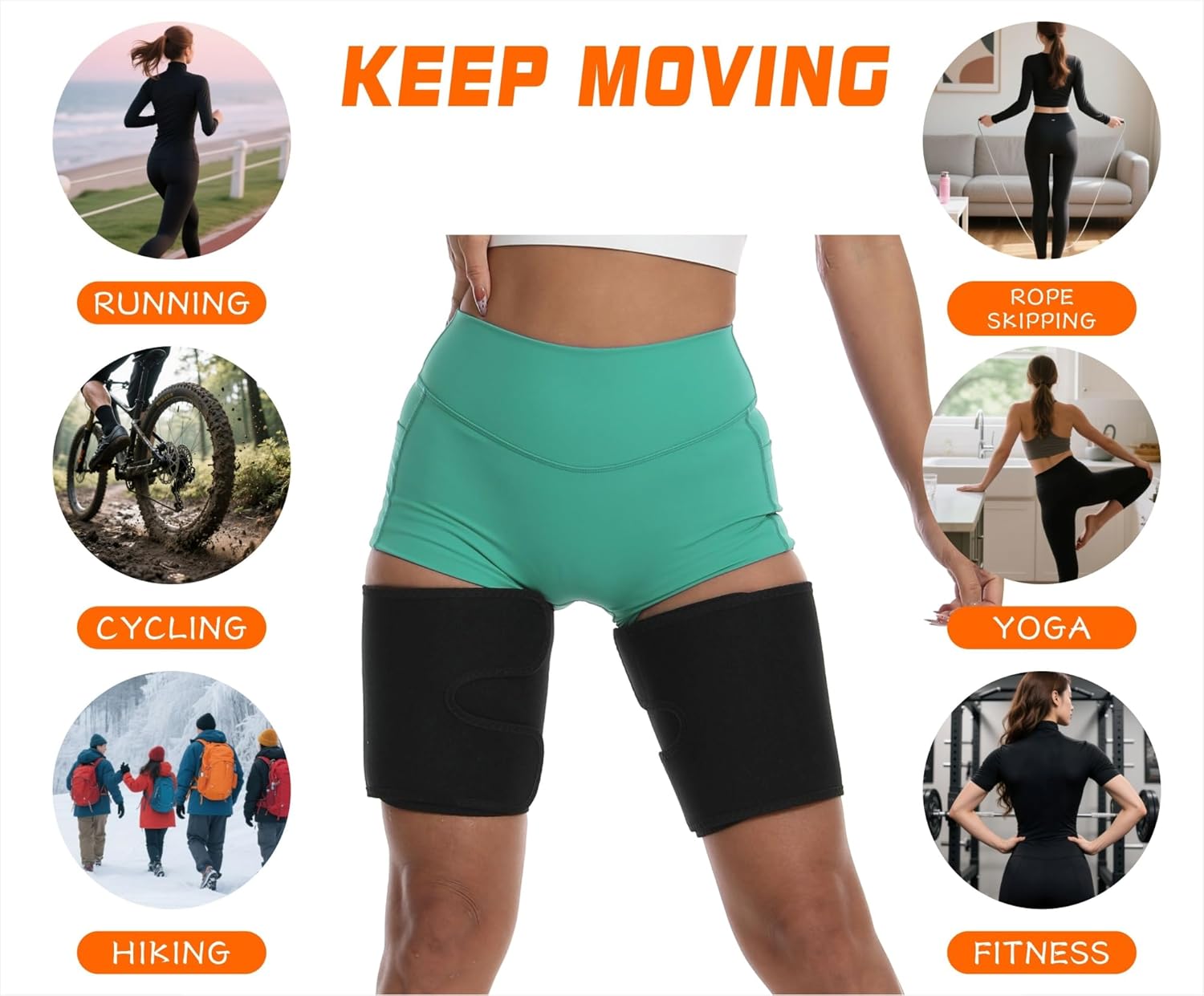 Sauna Leg Sleeves 2-Pack, Non-Slip Sweat Thigh Wraps for Women & Men Adjustable Thigh Trimmer Slimming Workout Gear - Image 7