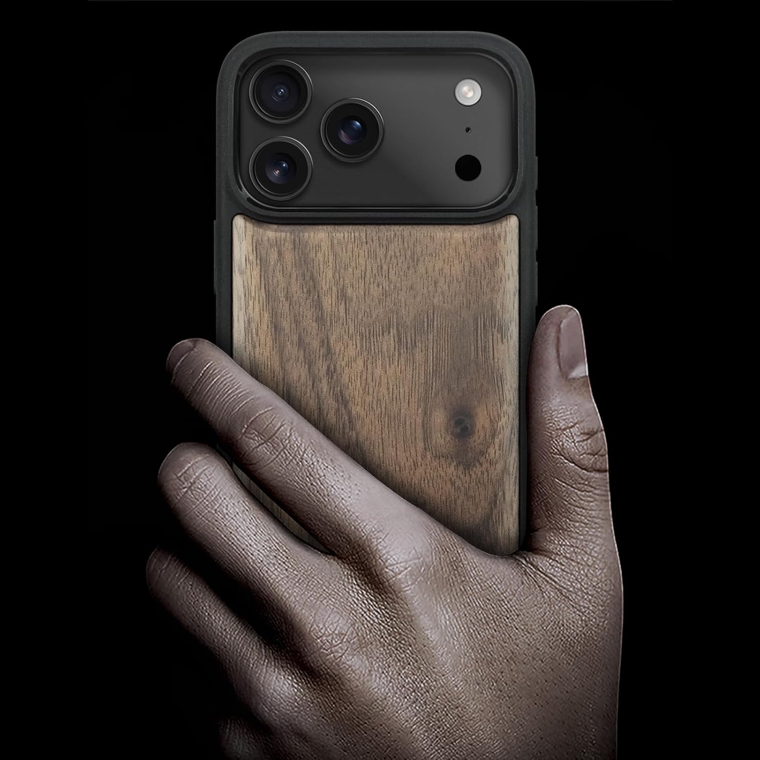 Carveit Magnetic Wooden Case for iPhone 17 Pro Max Case, Wood Artisan Engraved & Black Soft TPU Shockproof Cover, Compatible with MagSafe Wireless Chargers (Natural Grain) Walnut - Image 2