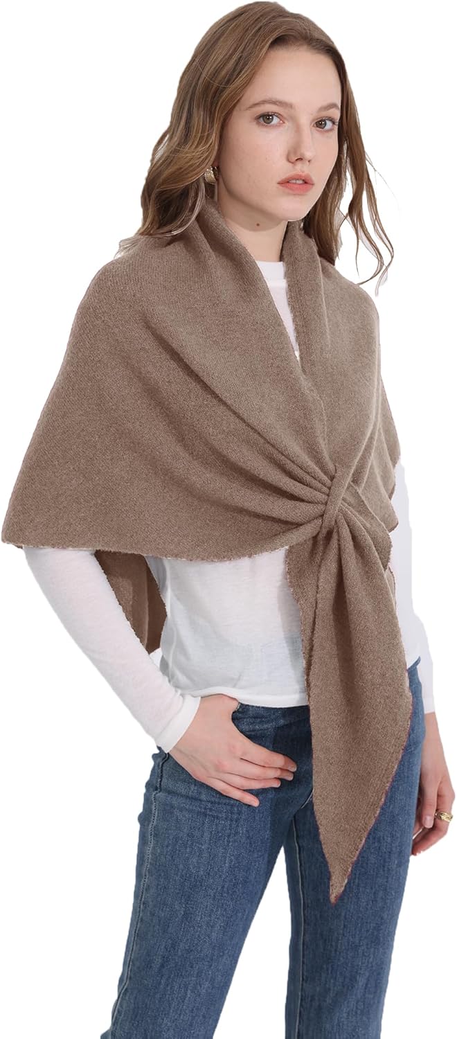 Women Shawl Wraps Soft Warm Copy Pashmina Shawl Lightweight Travel Cashmere Knitted Scarf With Front Cross Tab - Image 2