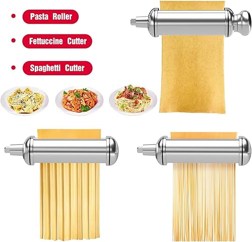 Miniatura 8 de Máquina de pasta para accesorios y accesorios de ayuda de cocina, 3 piezas de accesorios de pasta para mezcladores Kitchenaid, rodillo de hoja de