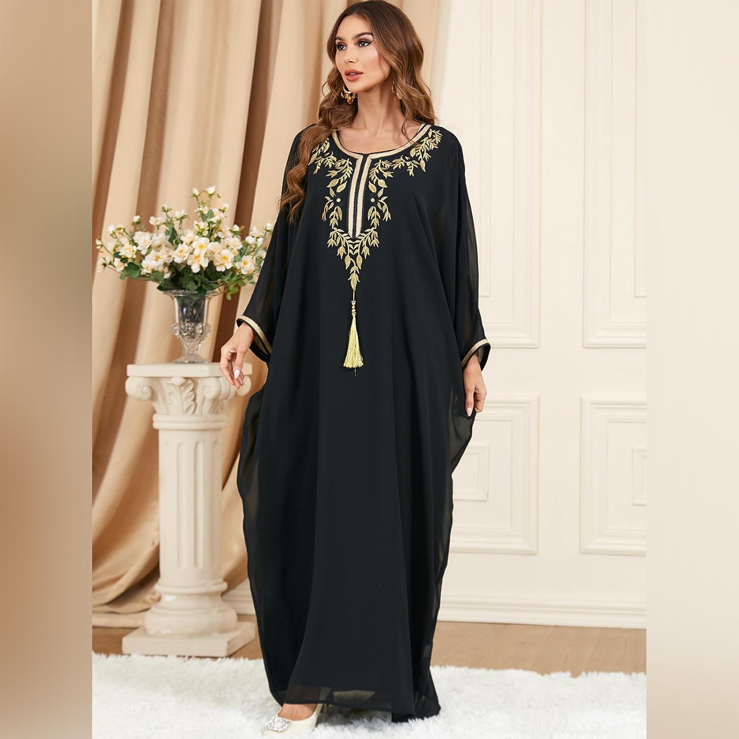 ODIZLI Muslim Abaya for Women Long Dresses Dubai Pendant Bat Sleeves Turkey African Caftan Vest - Image 3