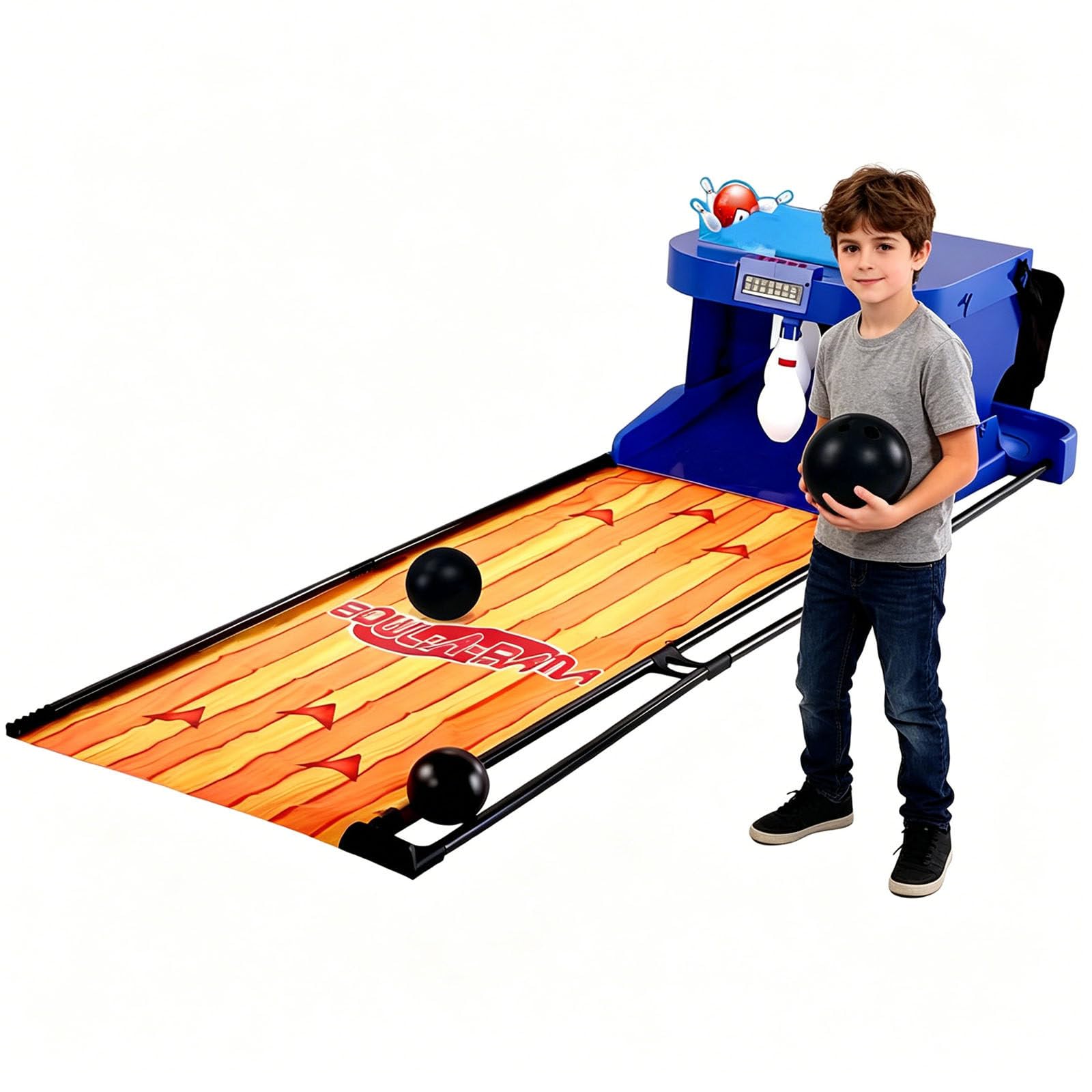Bolos Plegable para casa, Sonidos y Luces realistas, reseteo automático. Los niños aprenden Reglas, Aceptar Resultados y animar a Otros Jugable Dentro y Fuera 2m/6ft
