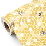 WRAPAHOLIC Bee Wedding Wrapping Paper - Mini Roll - 17 Inch x 16.5 Feet - Honeycombs and Bee Wrapping Paper Perfect for Bridal Shower, Wedding, Birthday, Baby Shower