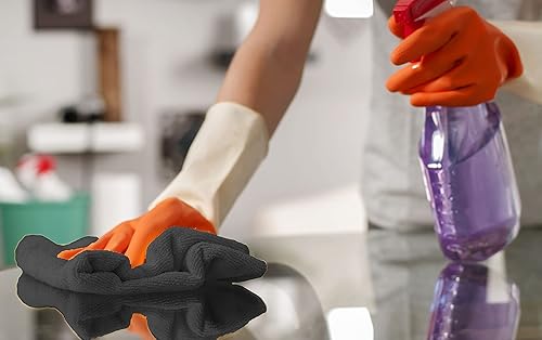 Miniatura 2 de Direct Mop Sales, Inc. Paños de limpieza de microfibra profesionales negros - 16" x 16" 300gsm - Paquete de 12